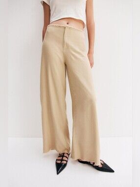 Viral Divided H&M Frayed-Edge Linen-Blend Trousers